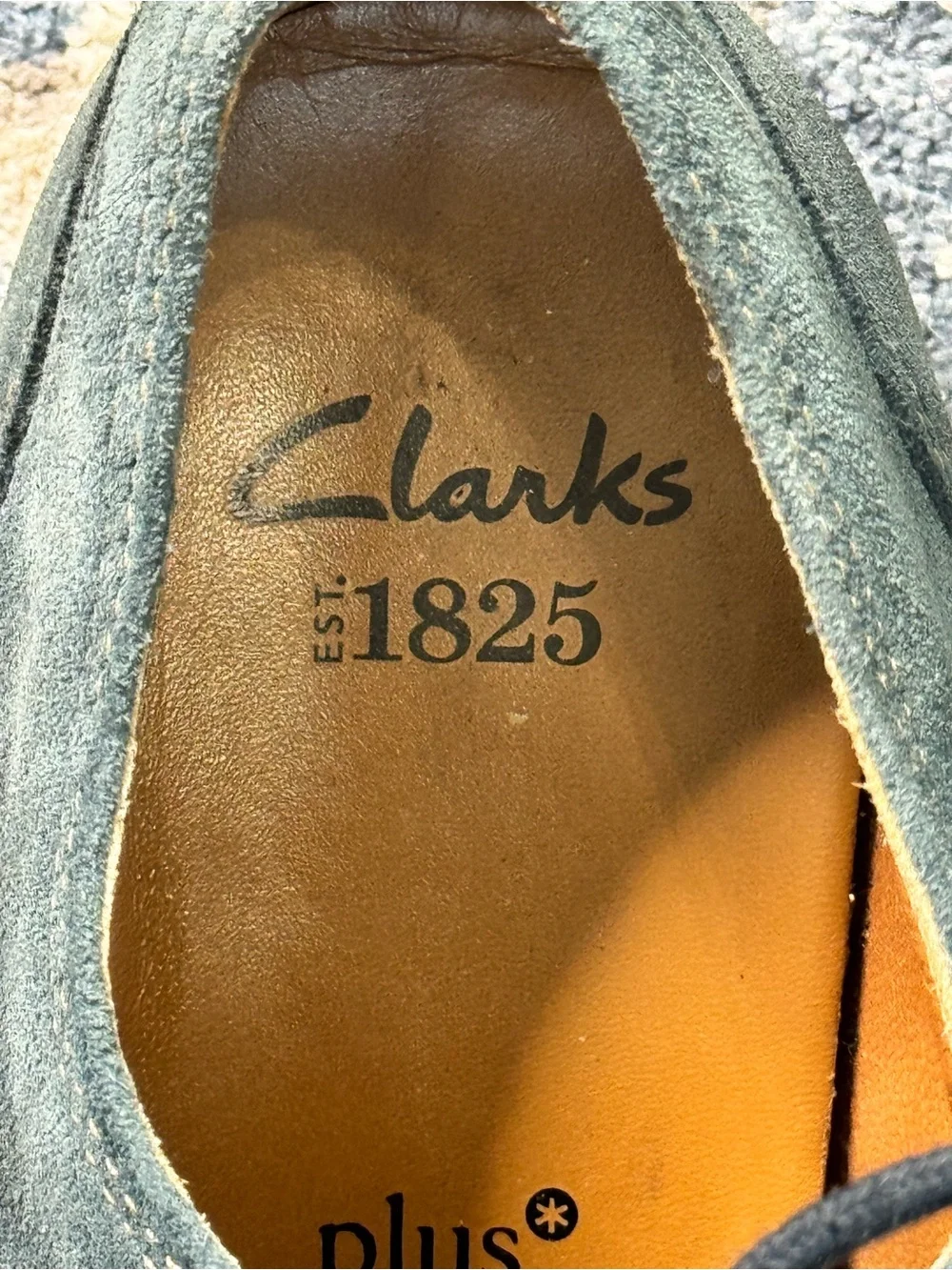 Clarks 1825 Plus Blue Suede Cap Toe Derby Oxfords Men display picture 2